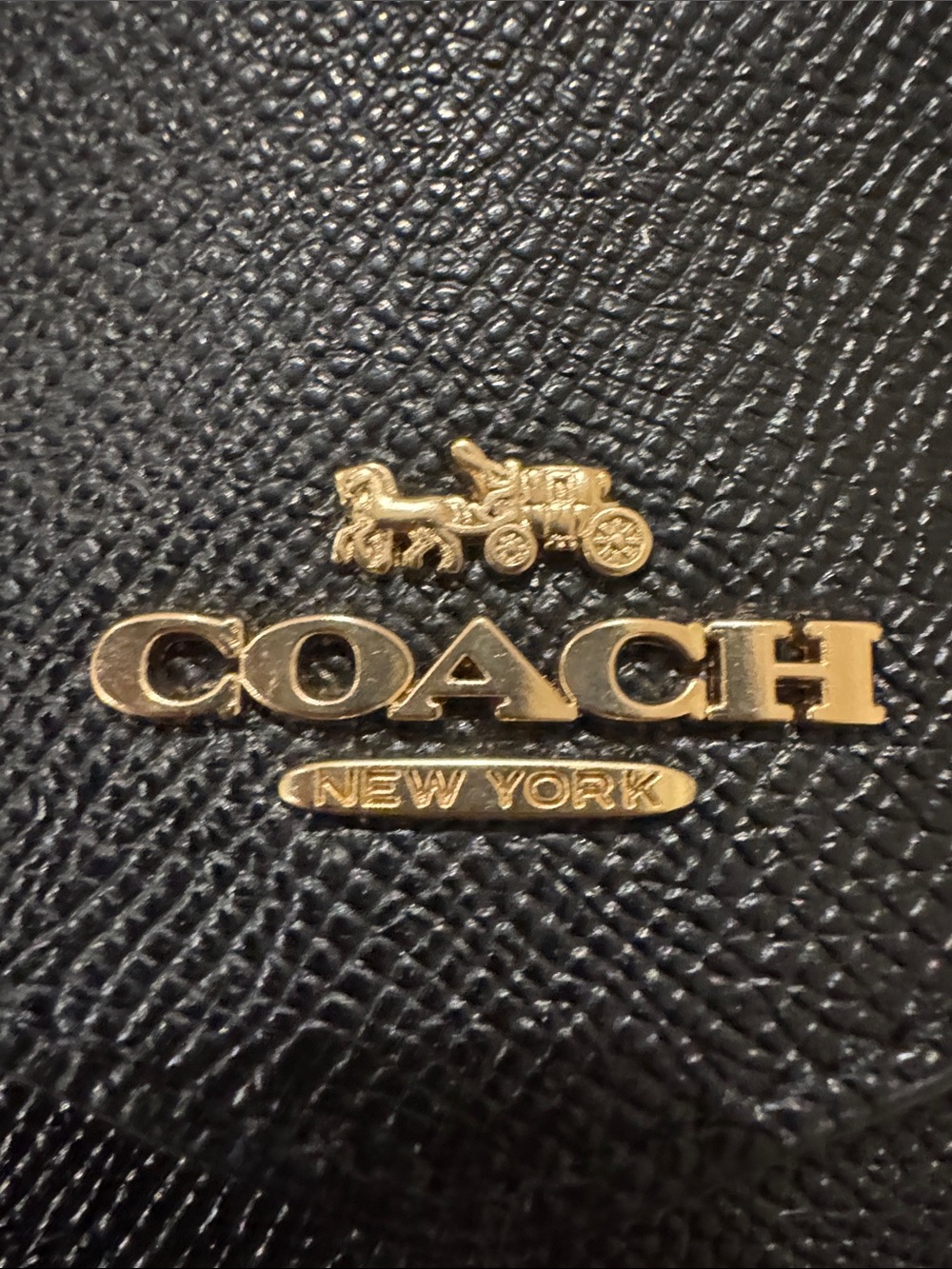 Coach Black Saffiano Leather Envelope Wristlet with Gold Logo - Picture 2 of 6